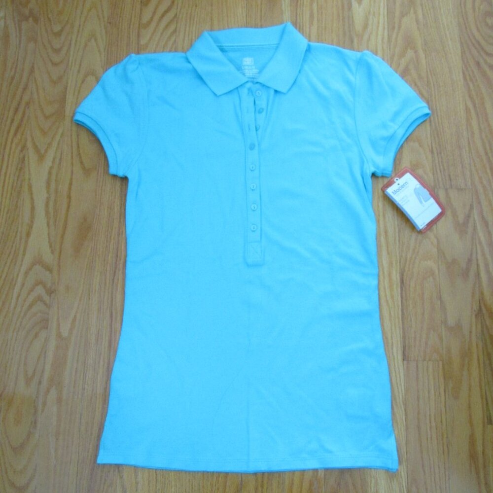 FADED GLORY WOMEN'S 'S SIZE S (4 / 6) POLO SHIRT AQUA SWIMMER BLUE TOP NWT